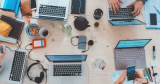 Laptops on table