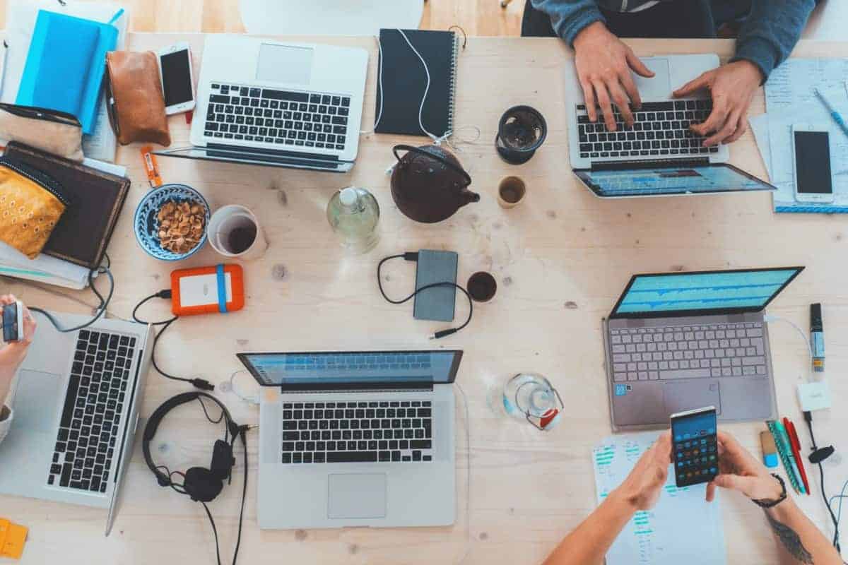 Laptops on table