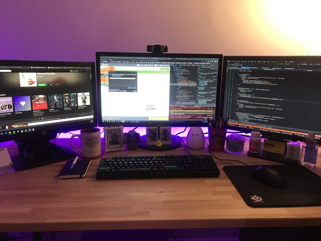 The home office setup of Grand Circus graduate Lauren Mooney