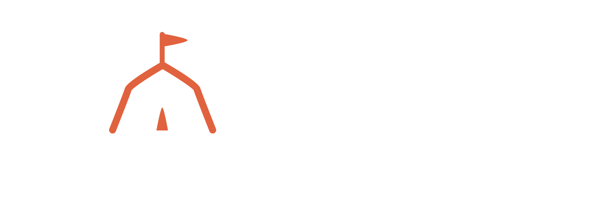 A white logo with an orange tent reading Grand Circus - A DISYS company